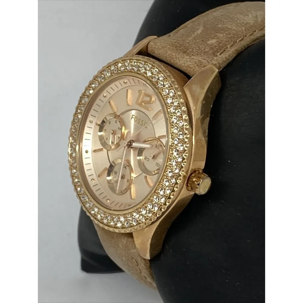 Fossil ES2955 Women Sand Leather Rose Analog Dial Quartz Wrist Watch QB578